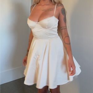 Elegant White Spaghetti Strap Dress